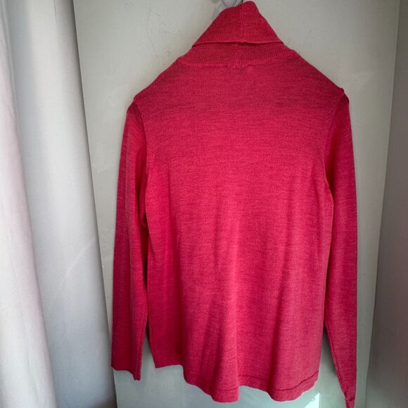 Anna Laura Hot Pink Extra Fine Merino Wool Turtleneck SZ L Classic Essential - Picture 5 of 6